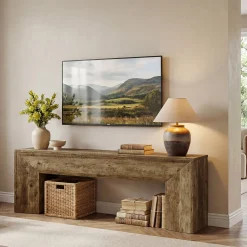 63" TV Stand with Hidden Metal Frame, Low Media Console Table for Living Room and Bedroom