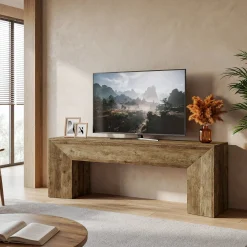 63" TV Stand with Hidden Metal Frame, Low Media Console Table for Living Room and Bedroom
