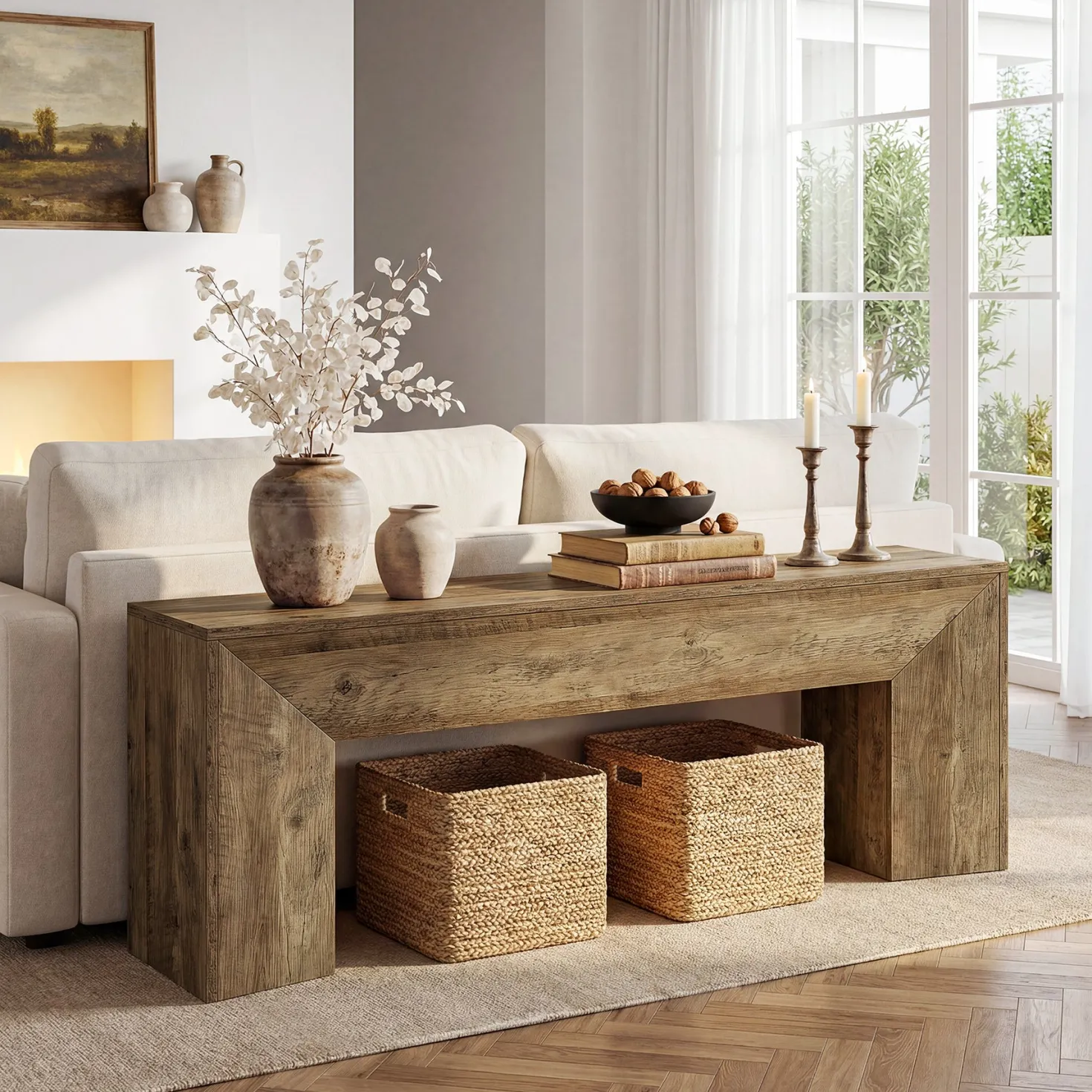 63" TV Stand with Hidden Metal Frame, Low Media Console Table for Living Room and Bedroom