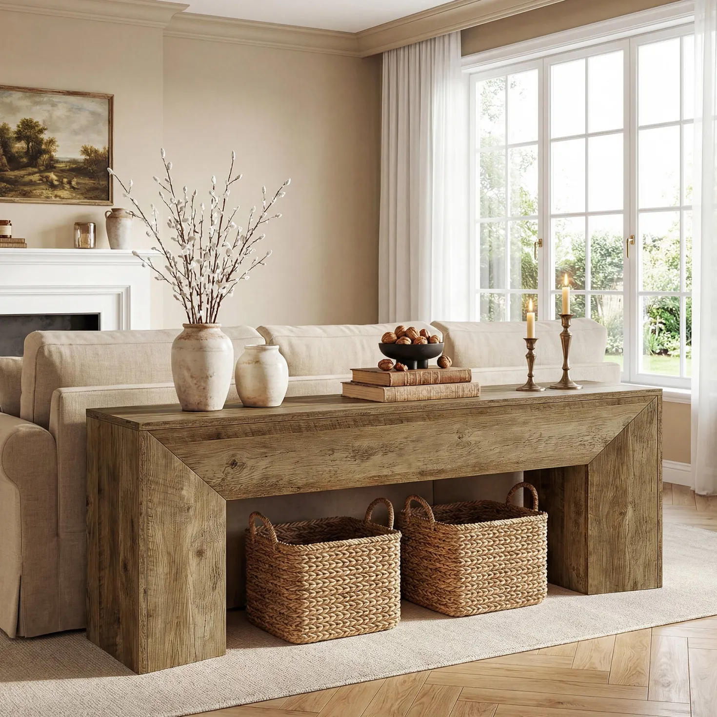 63" TV Stand with Hidden Metal Frame, Low Media Console Table for Living Room and Bedroom