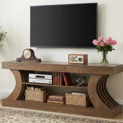 63" TV Stand with 3-Tier Storage Shelf, Entertainment Center for TVs up to 75"