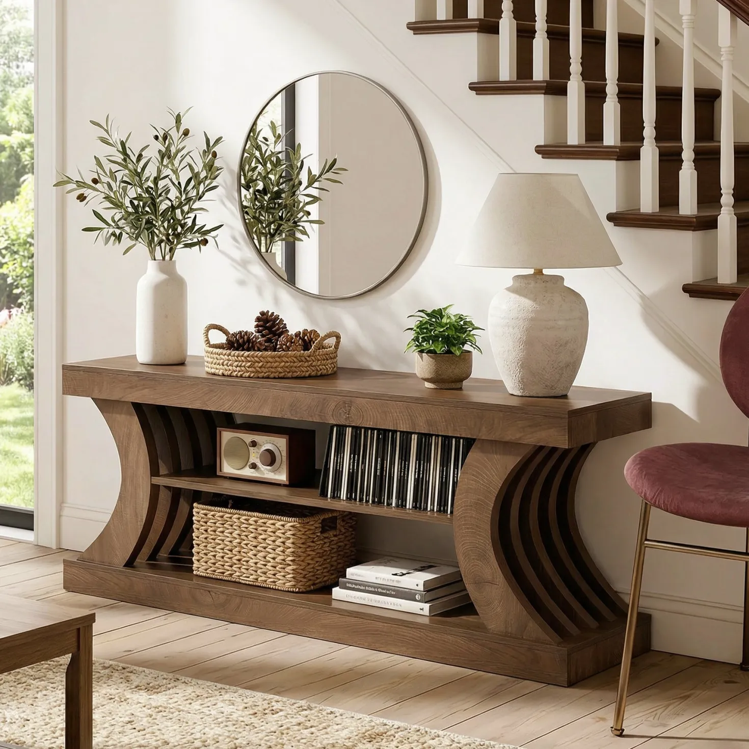 63" TV Stand with 3-Tier Storage Shelf, Entertainment Center for TVs up to 75"
