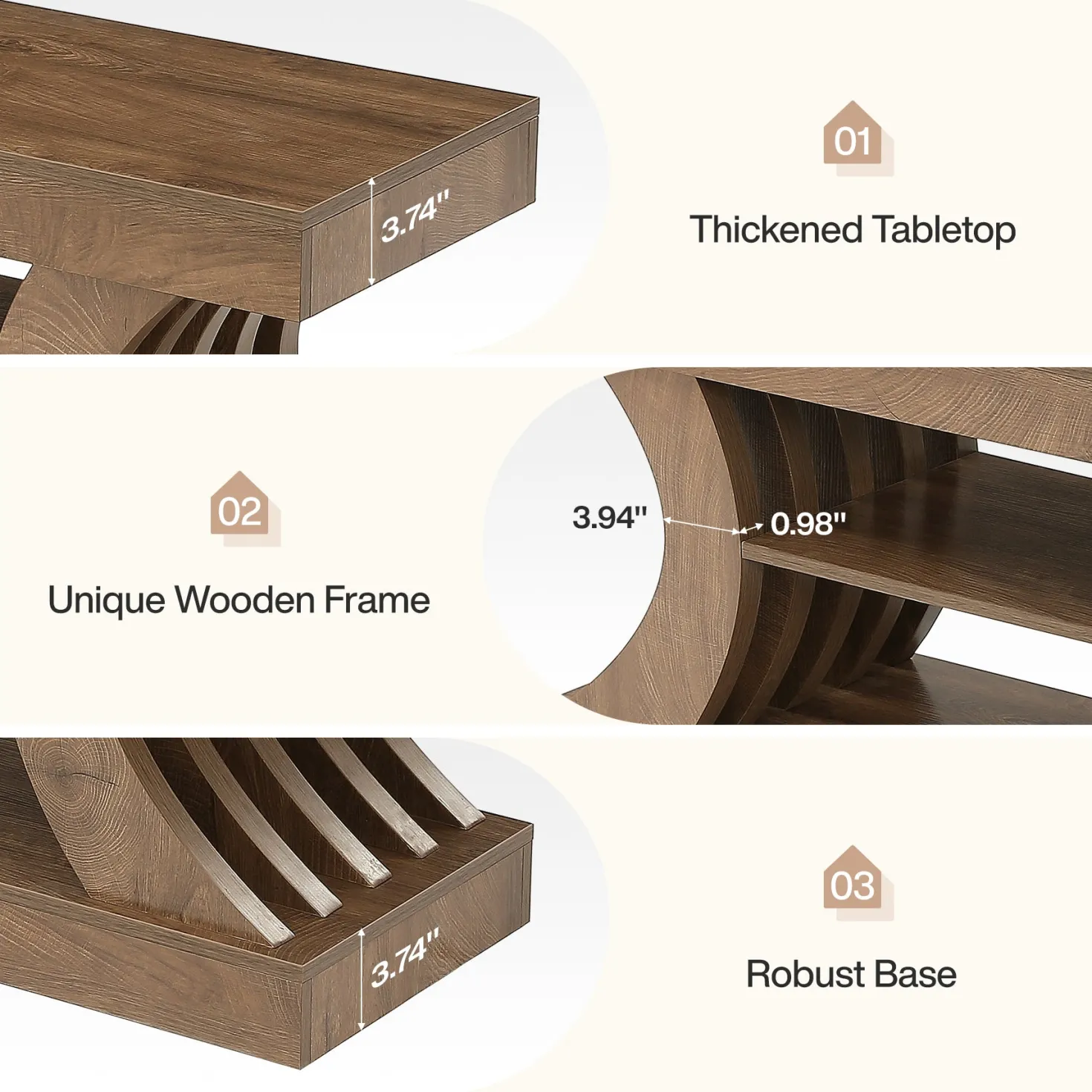 63" TV Stand with 3-Tier Storage Shelf, Entertainment Center for TVs up to 75"