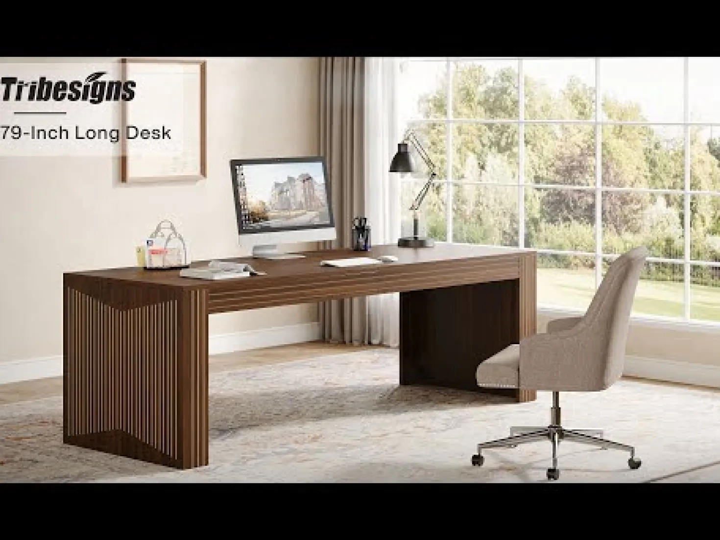 79" Two Person Desk, Double Computer Desk for Home Office