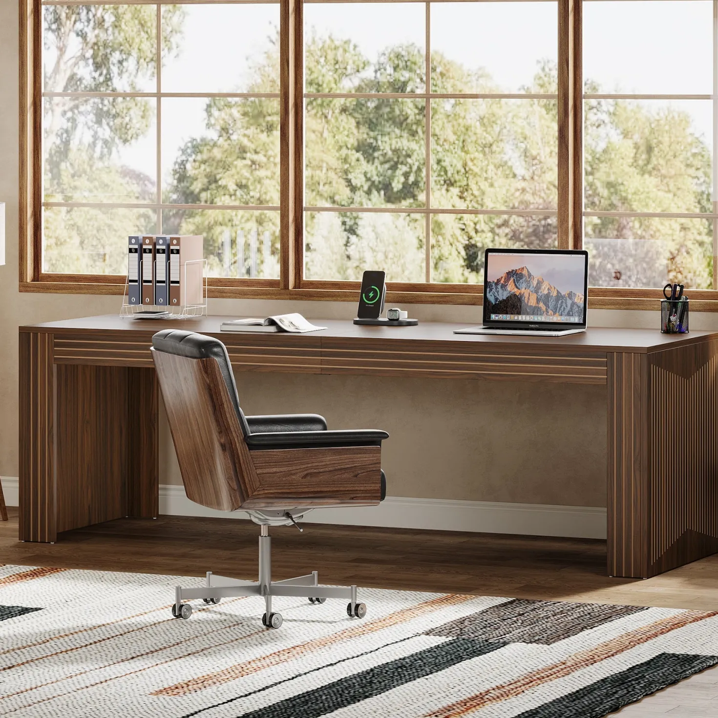 79" Two Person Desk, Double Computer Desk for Home Office