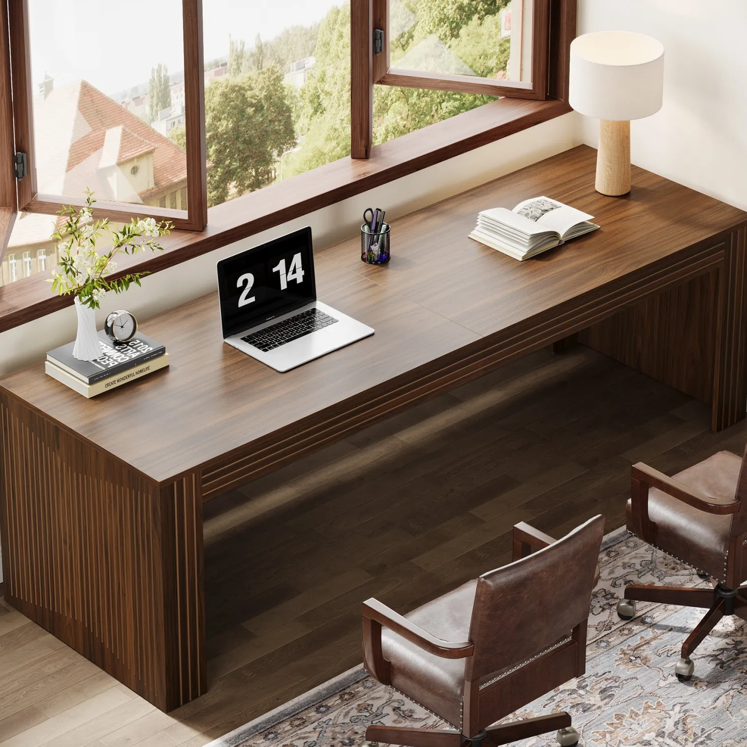 79" Two Person Desk, Double Computer Desk for Home Office
