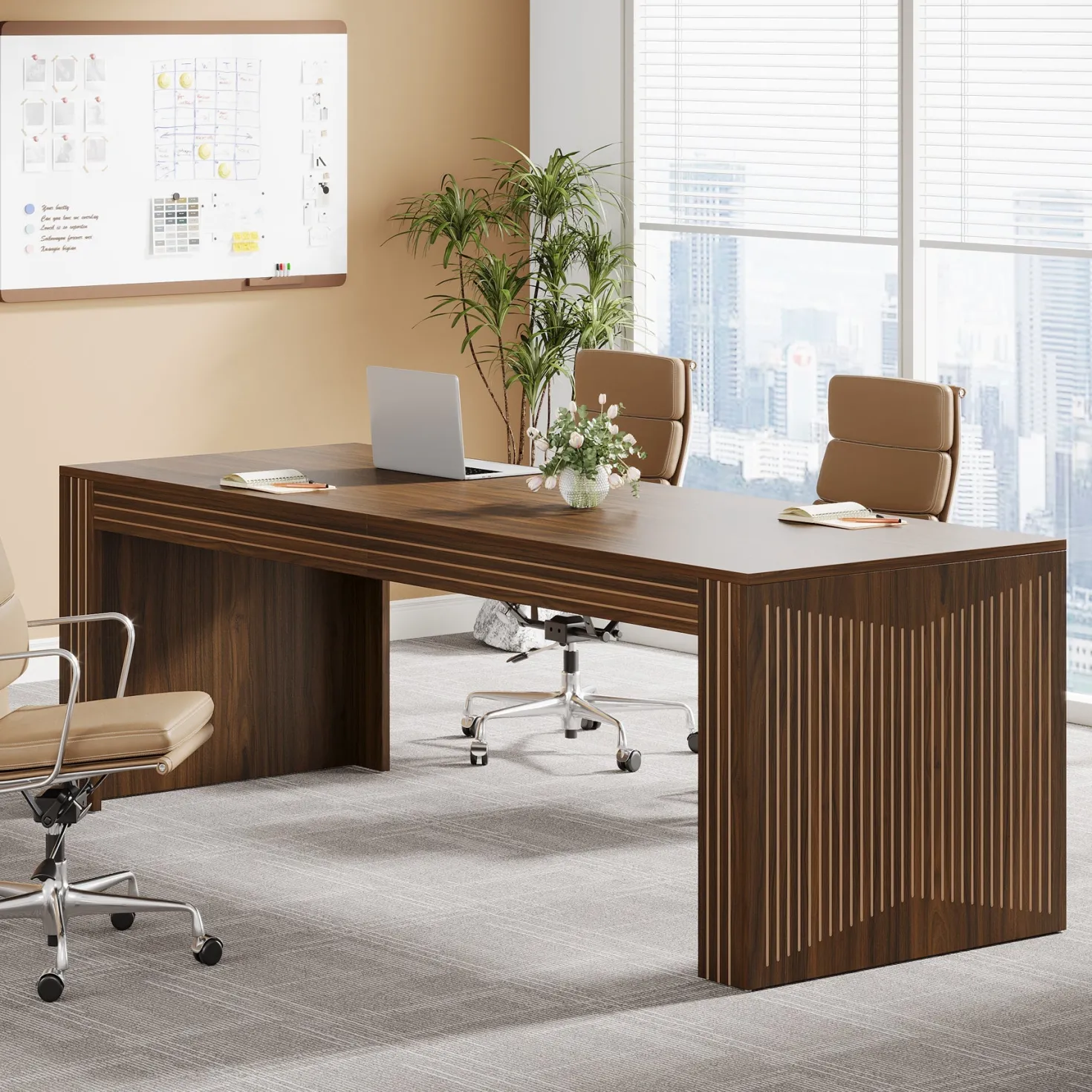79" Two Person Desk, Double Computer Desk for Home Office