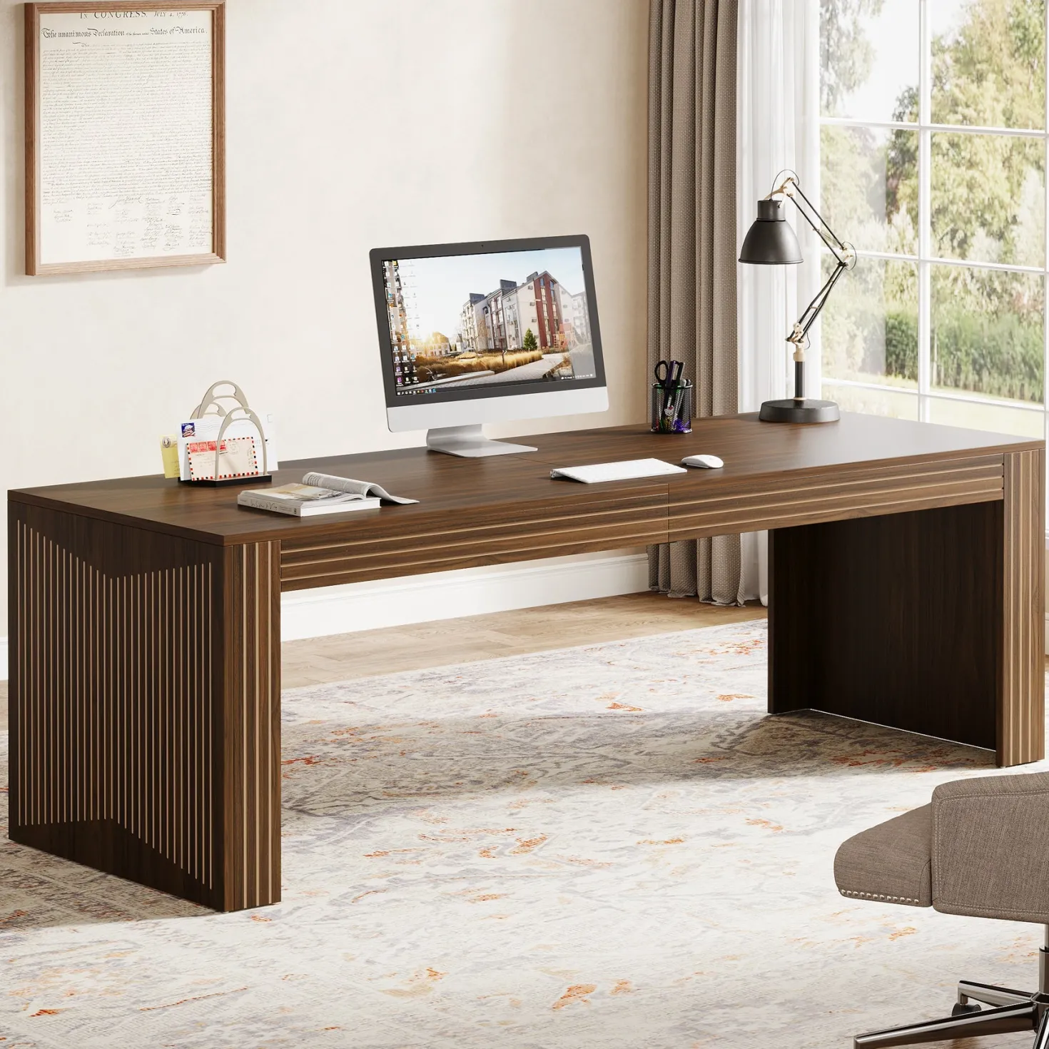 79" Two Person Desk, Double Computer Desk for Home Office