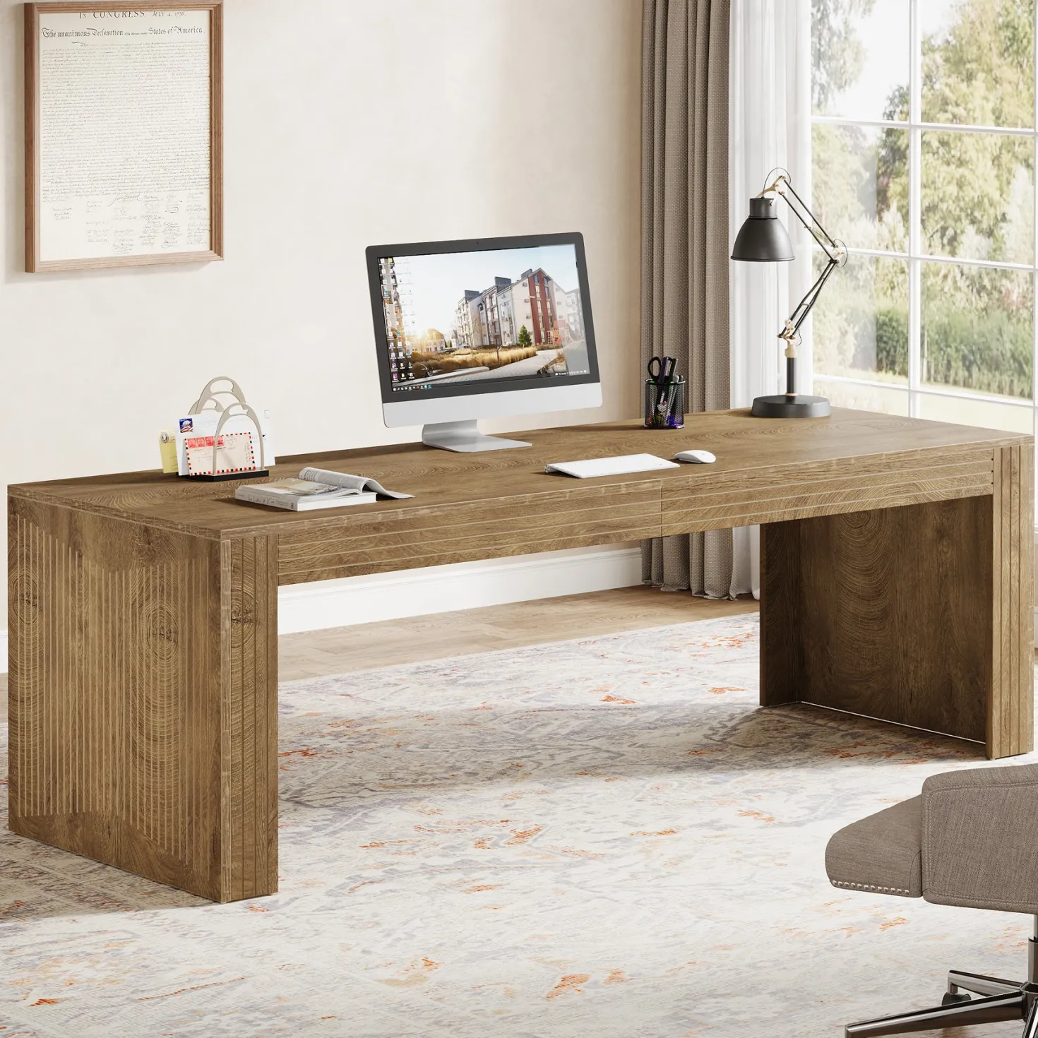 79" Two Person Desk, Double Computer Desk for Home Office