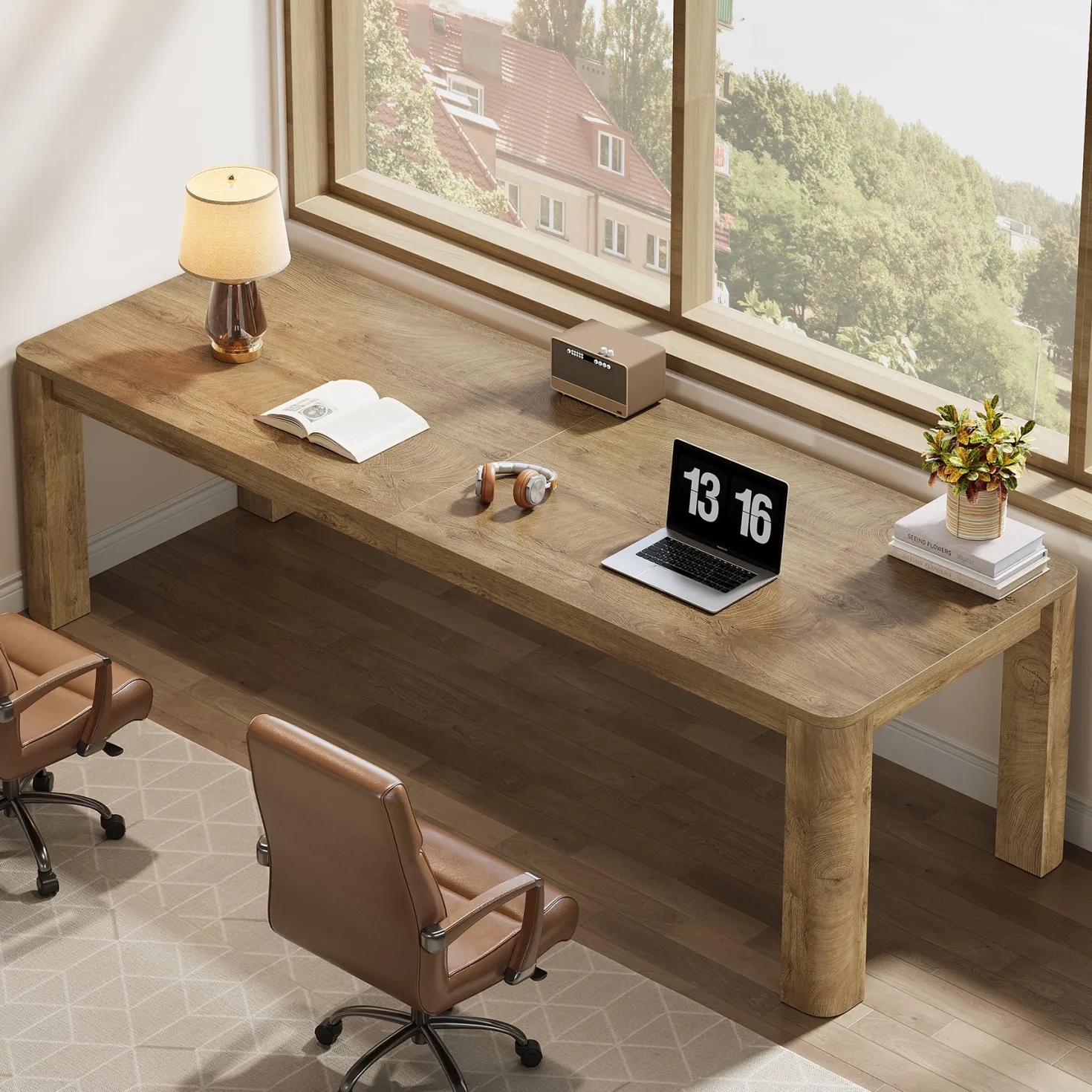78.74" Two Person Desk, Double Computer Desk Writing Table for Home Office