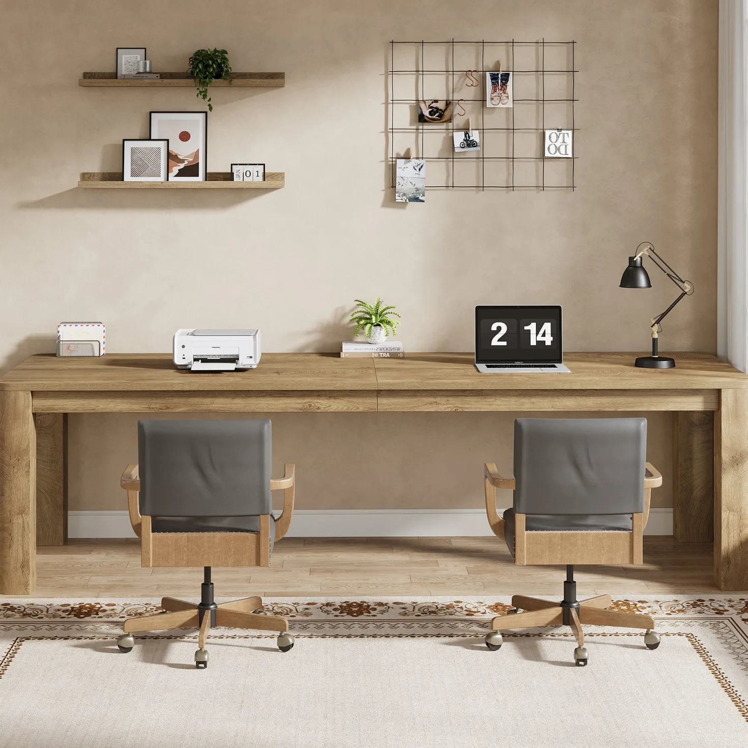 78.74" Two Person Desk, Double Computer Desk Writing Table for Home Office