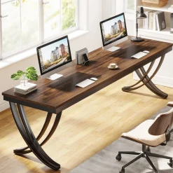 78.74" Two Person Desk Industrial Double Computer Desk with Metal Frame