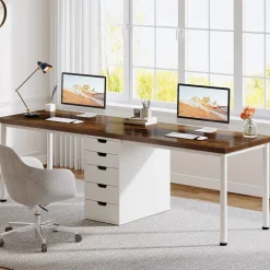 78.7" Two Person Desk, Long Double Computer Desk with 5 Drawers
