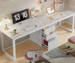 78.7" Two Person Desk, Modern Double Computer Office Desk with 3 Drawers