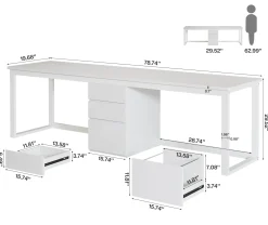 78.7" Two Person Desk, Modern Double Computer Office Desk with 3 Drawers