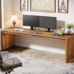 78.7" Two Person Desk, Wood Long Computer Desk Double Desk
