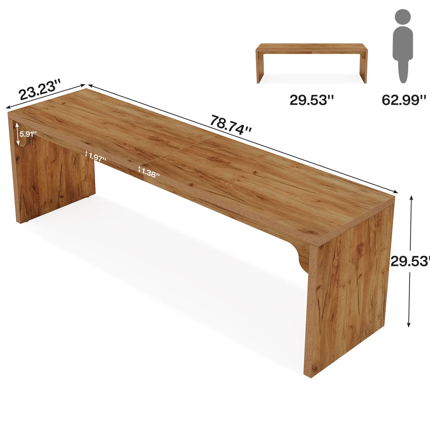 78.7" Two Person Desk, Wood Long Computer Desk Double Desk