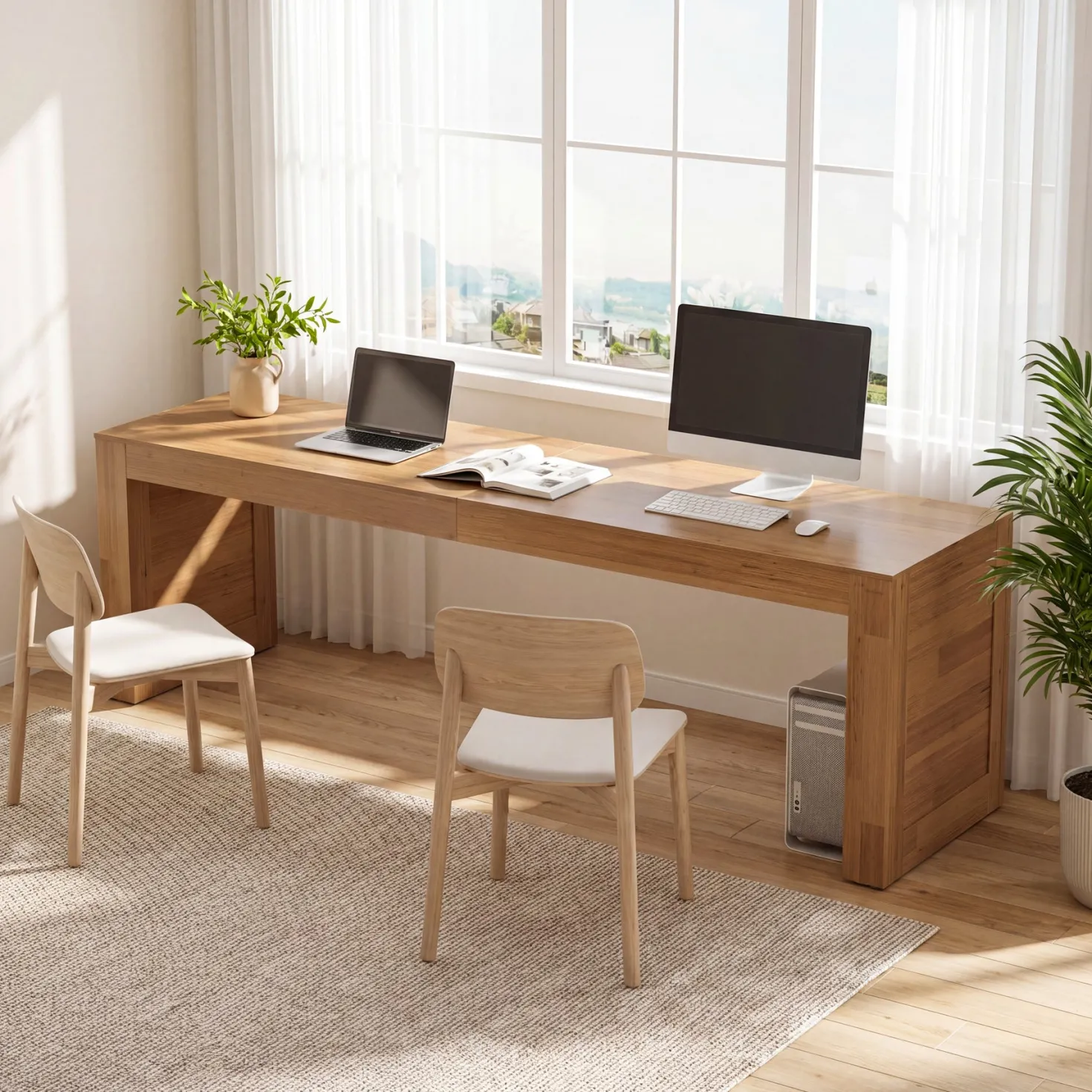 78.74" Two-Person Desk, Double Computer Desk Writing Table for Home Office