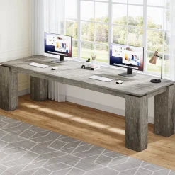 86" Two-Person Desk, Rectangle Double Computer Desk for Home Office