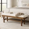 55" Upholstered Bedroom Bench, End of Bed Bench with Solid Wood Frame & Cushion