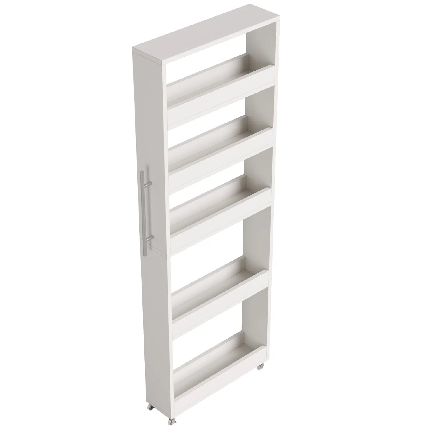 63" Utility Cart on Wheels, 5-Tier Narrow Mobile Shelf Organizer