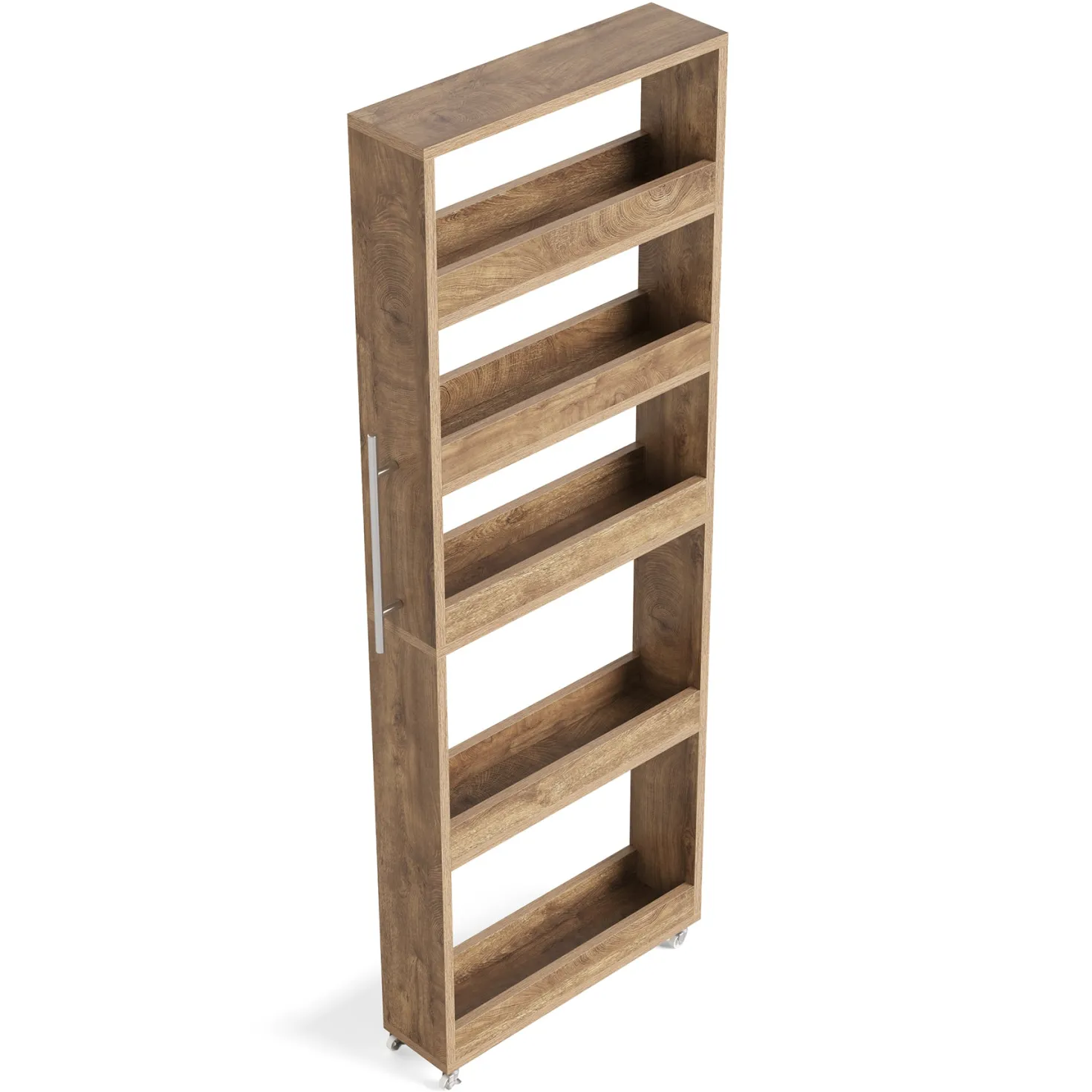 63" Utility Cart on Wheels, 5-Tier Narrow Mobile Shelf Organizer