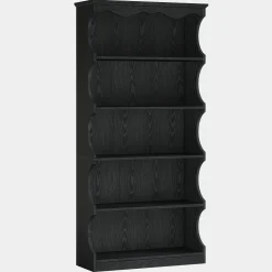 70" Vintage Bookcase, 5-Tier Bookshelf Display Shelves with Unique Curved-Edge Design