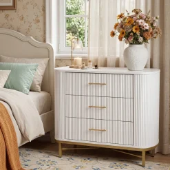 31.5” W Nightstand with 3 Drawers, Modern Bedside Table for Bedroom