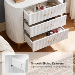 31.5” W Nightstand with 3 Drawers, Modern Bedside Table for Bedroom