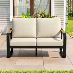 54.3" Wide Loveseat Sofa, Outdoor Patio Sofa With Removable Cushions
