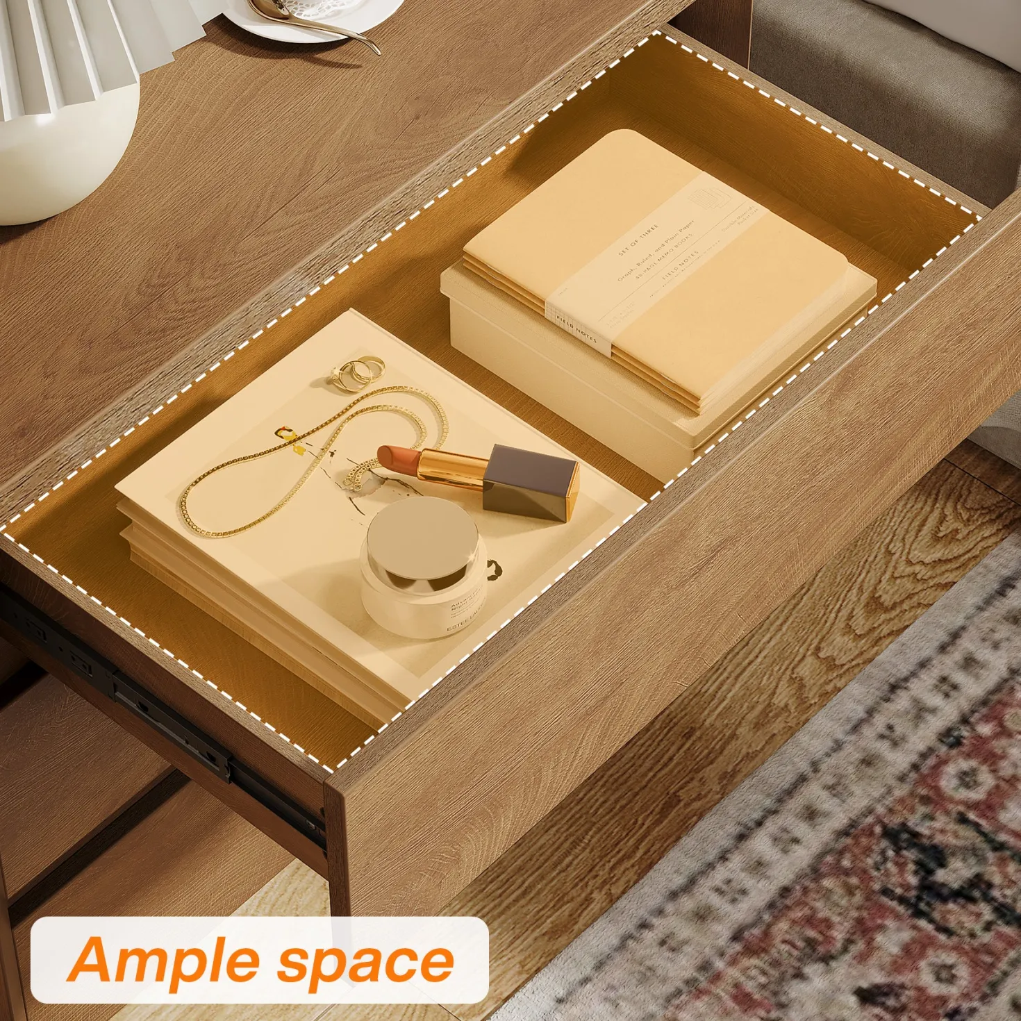 31.5" Wide Nightstand, Farmhouse Bedside Table with 3 Storage Drawers