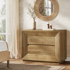 35.43" Wide Nightstand, Large Bedside Table with Drawers