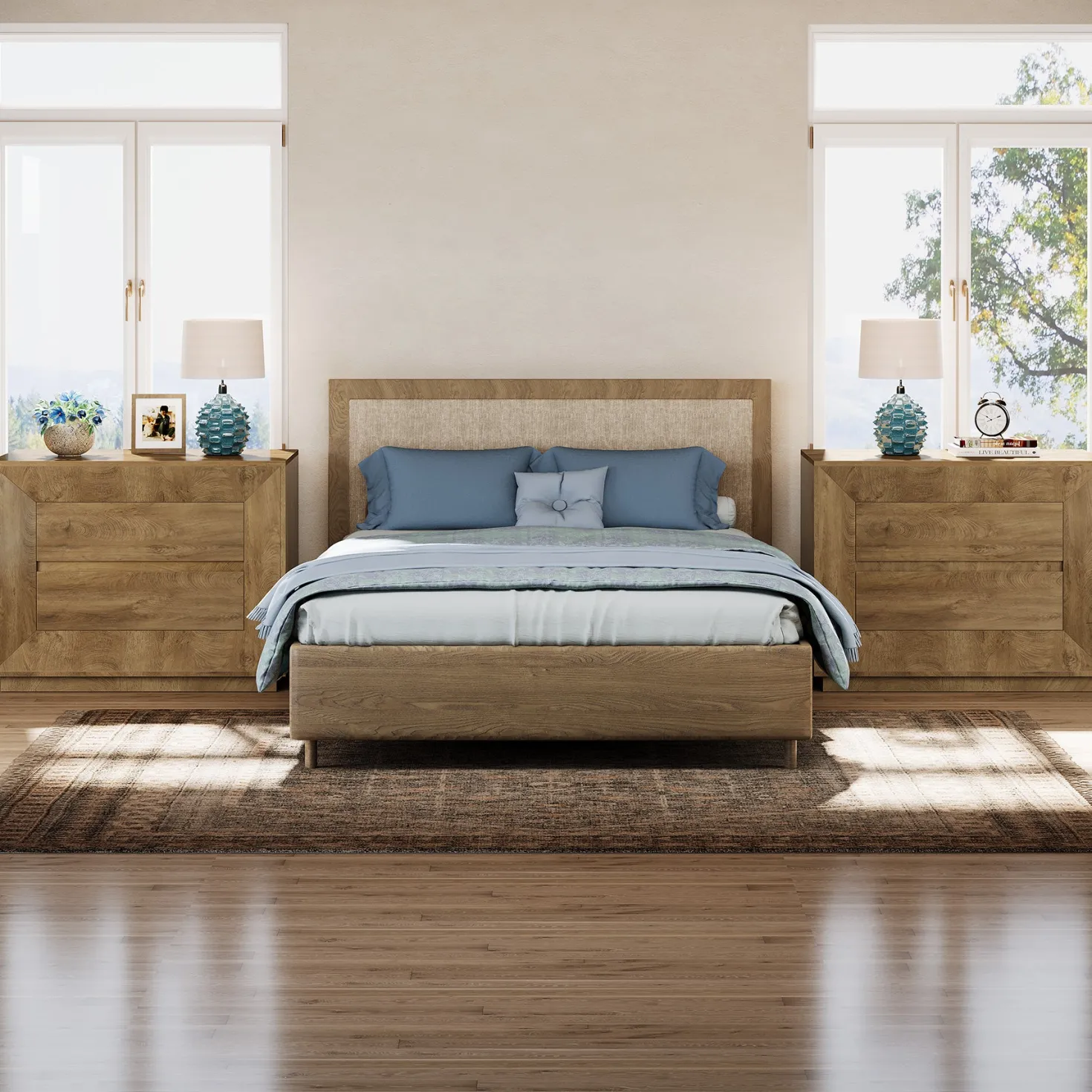 35.43" Wide Nightstand, Large Bedside Table with Drawers