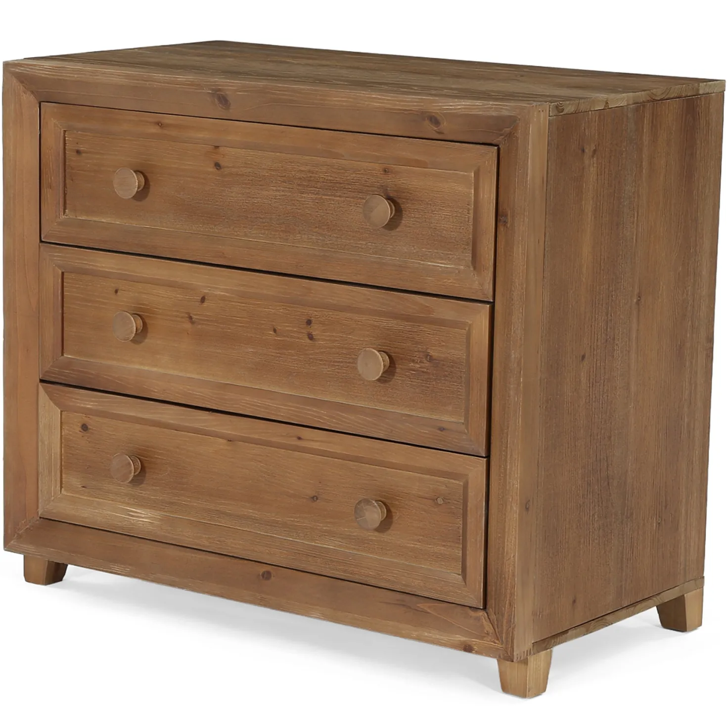 31.5" Wide Nightstand, Solid Wood Bedside Table with 3 Drawers