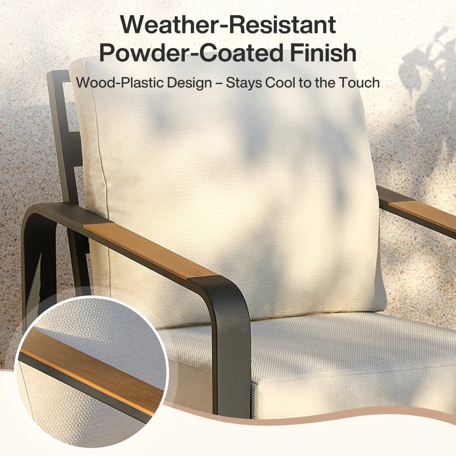 29.9" Wide Outdoor Patio Sofa, Modern Single Seat With Removable Cushions