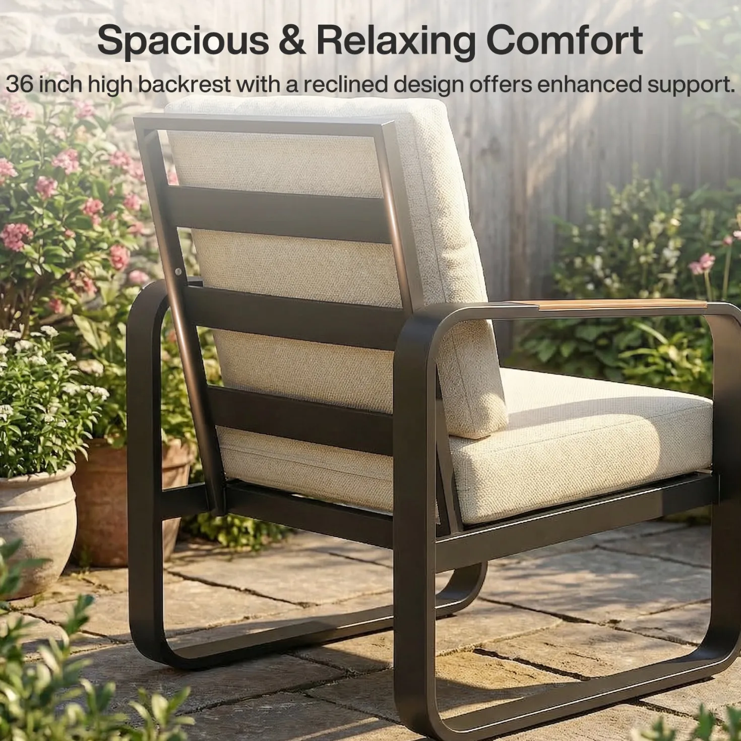 29.9" Wide Outdoor Patio Sofa, Modern Single Seat With Removable Cushions