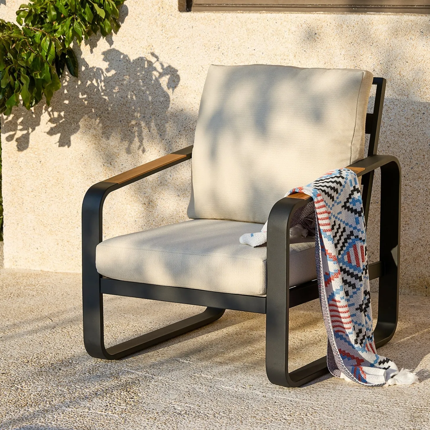 29.9" Wide Outdoor Patio Sofa, Modern Single Seat With Removable Cushions