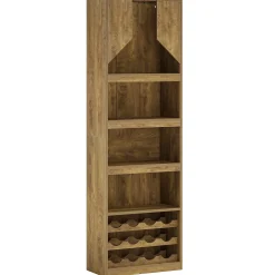 86.6" Wine Bar Cabinet, Farmhouse Home Bar Liquor Cabinet with with Stripe Light