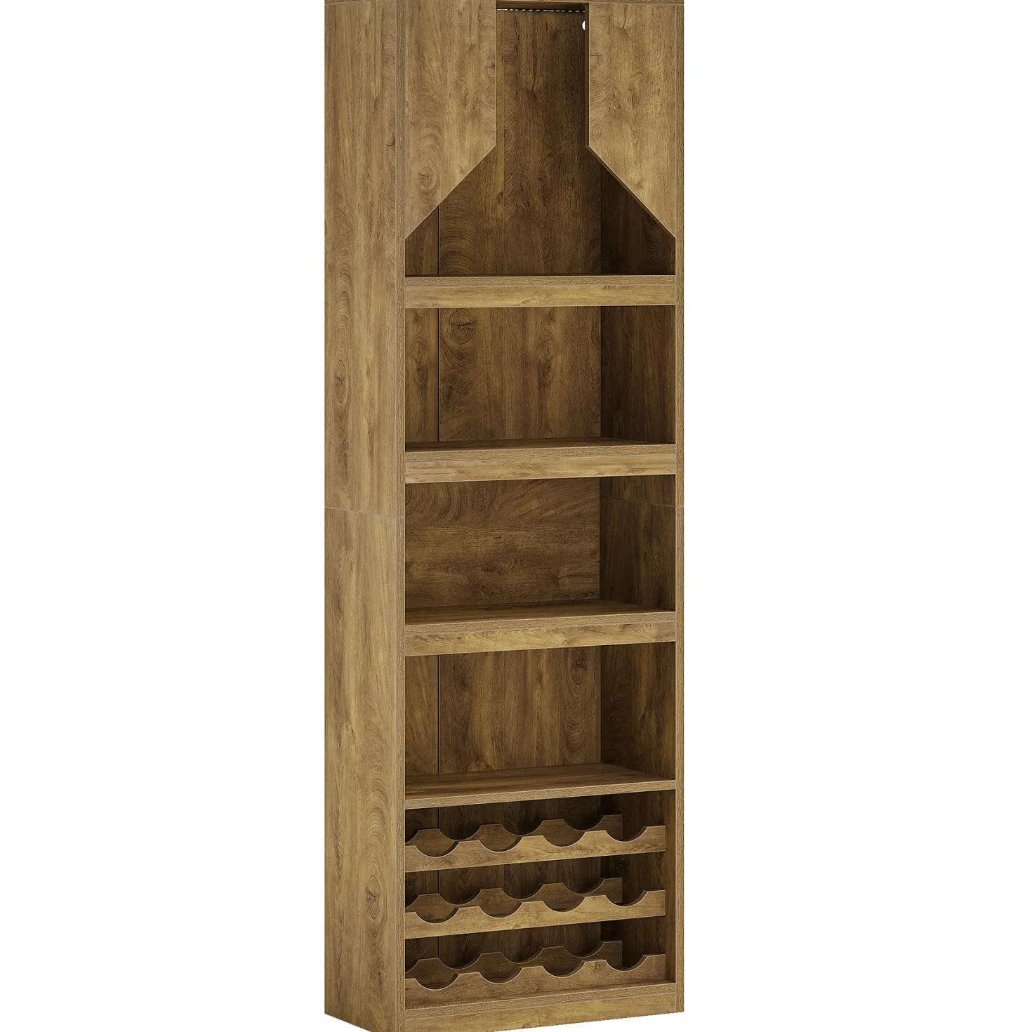 86.6" Wine Bar Cabinet, Farmhouse Home Bar Liquor Cabinet with with Stripe Light