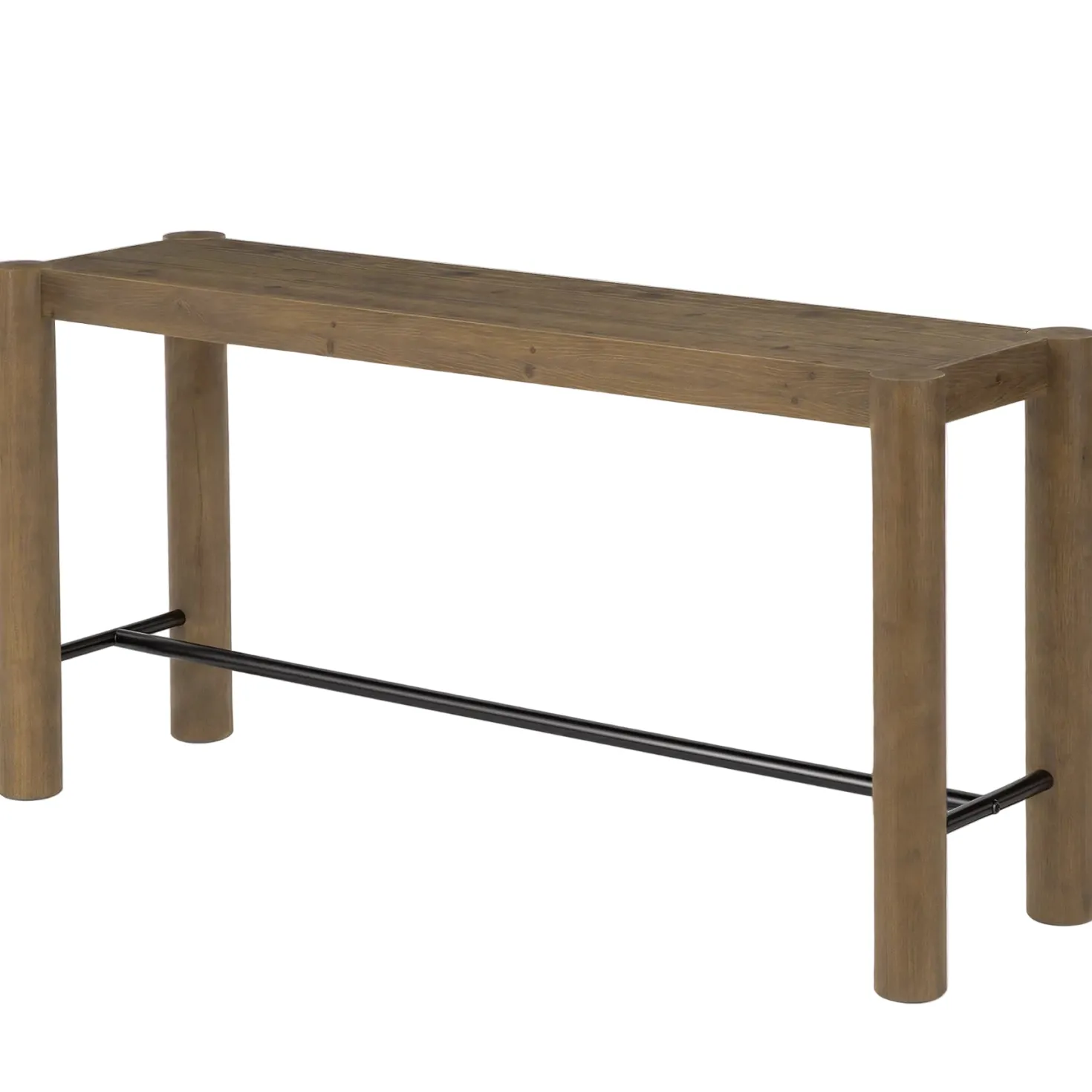 59" Wood Bar Table, Counter Height Dining Table with Metal Footrest for Kitchen (Only table)