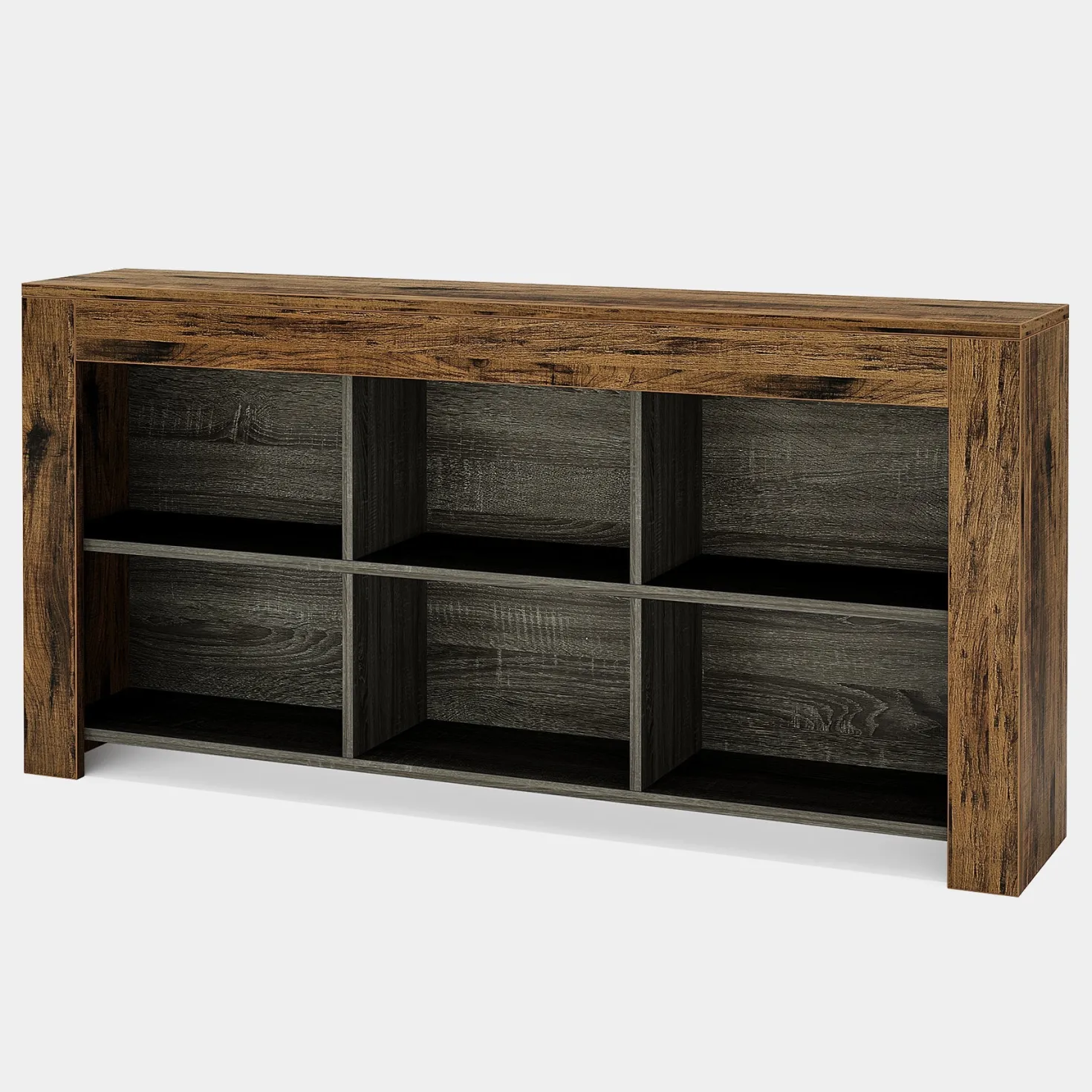 63" Wood Bookshelf, Horizontal Bookcase Storage Display Shelf