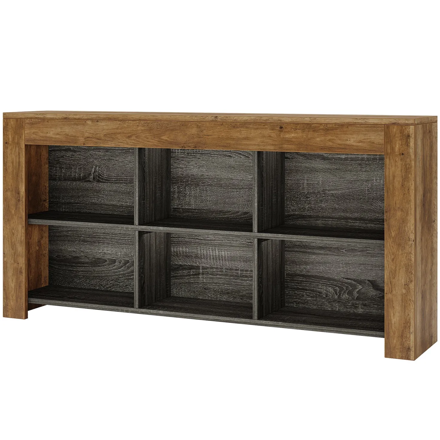 63" Wood Bookshelf, Horizontal Bookcase Storage Display Shelf