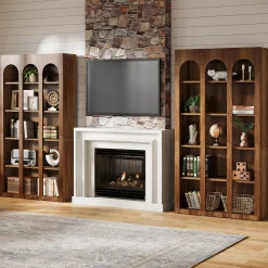 70.8" Wood Bookshelf, 5-Tier Rustic Bookcase Display Storage Shelving Unit