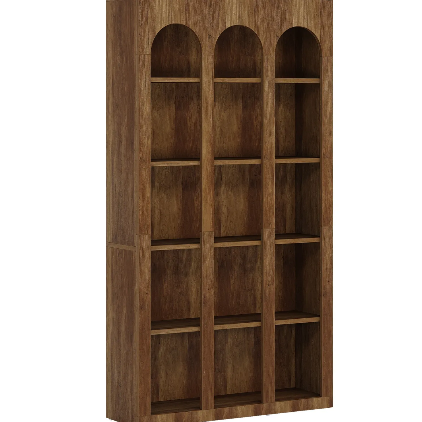 70.8" Wood Bookshelf, 5-Tier Rustic Bookcase Display Storage Shelving Unit