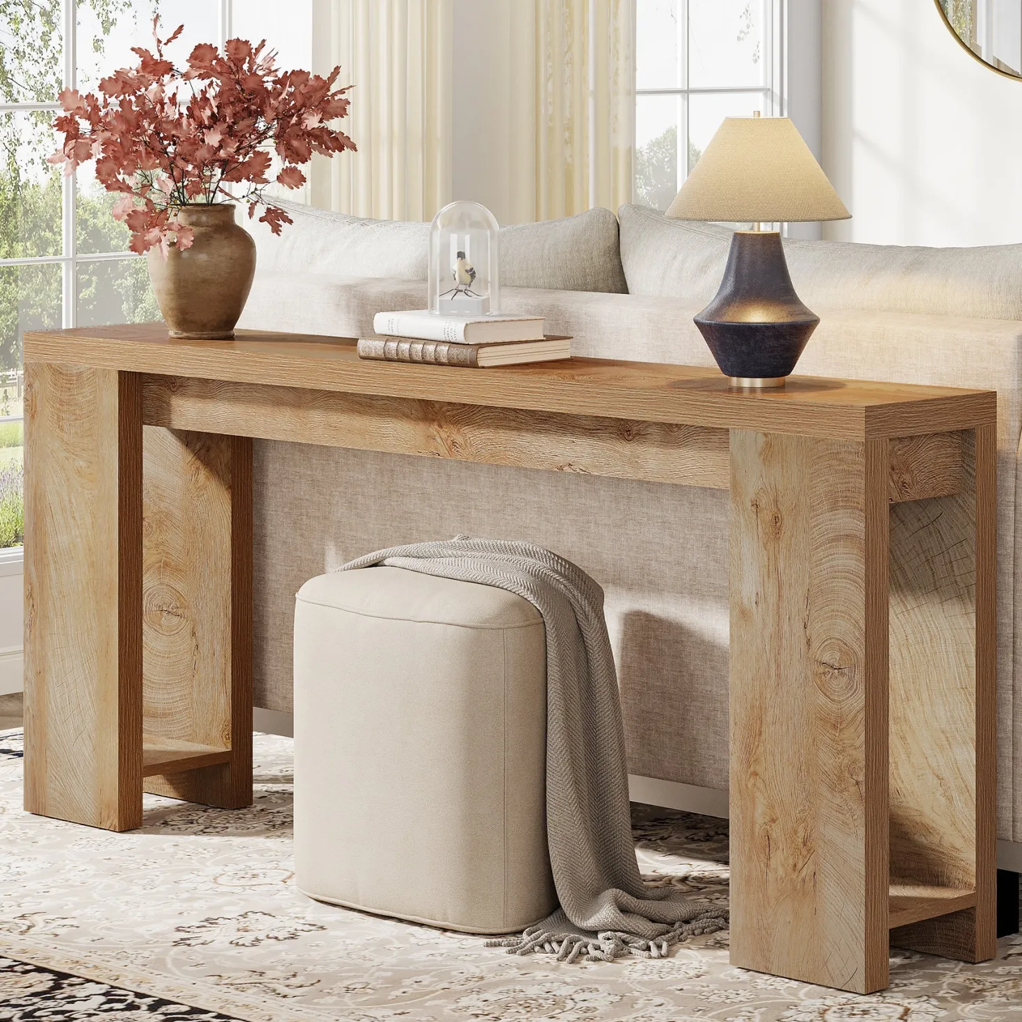 70.9" Wood Console Table, Farmhouse Sofa Table Entryway Table