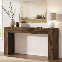 63" Wood Console Table, Farmhouse Sofa Table Entryway Table