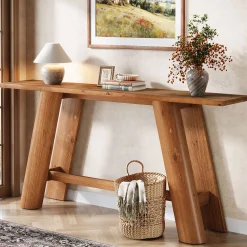 70.9" Wood Console Table, Narrow Sofa Table Behind Couch Entryway Furniture