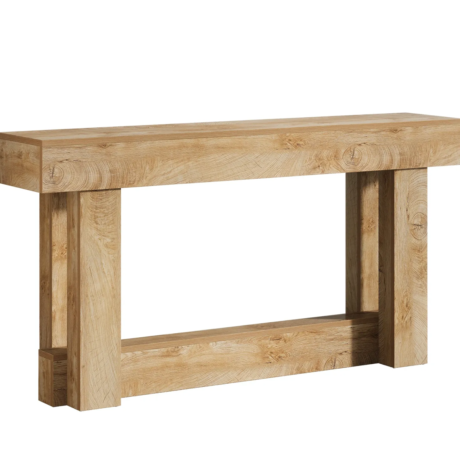 63" Wood Console Table, 2-Tier Farmhouse Entryway Table