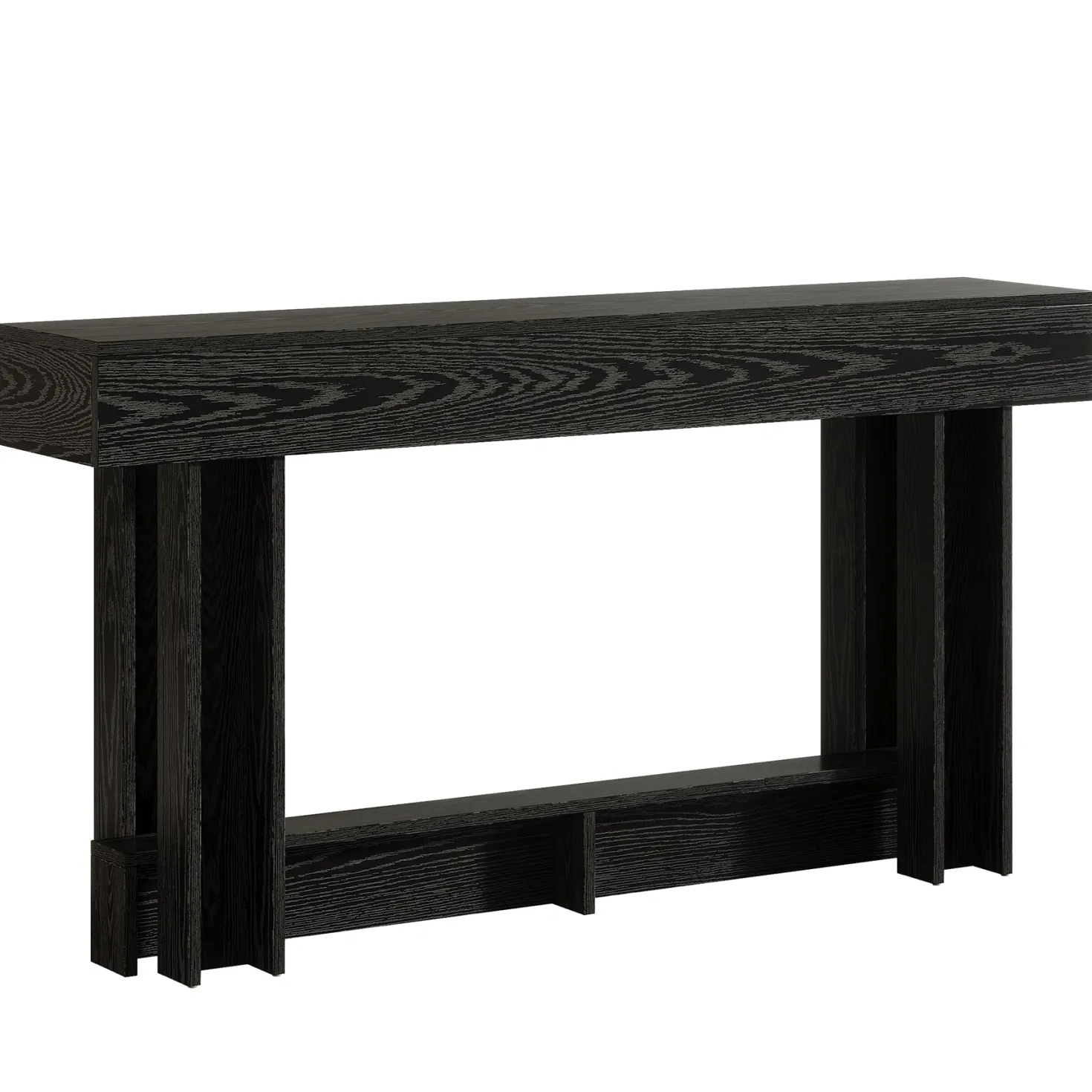 63" Wood Console Table, 2-Tier Farmhouse Entryway Table