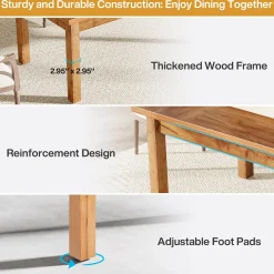 70.9" Wood Dining Table for 6-8 People, Farmhouse Breakfast Table